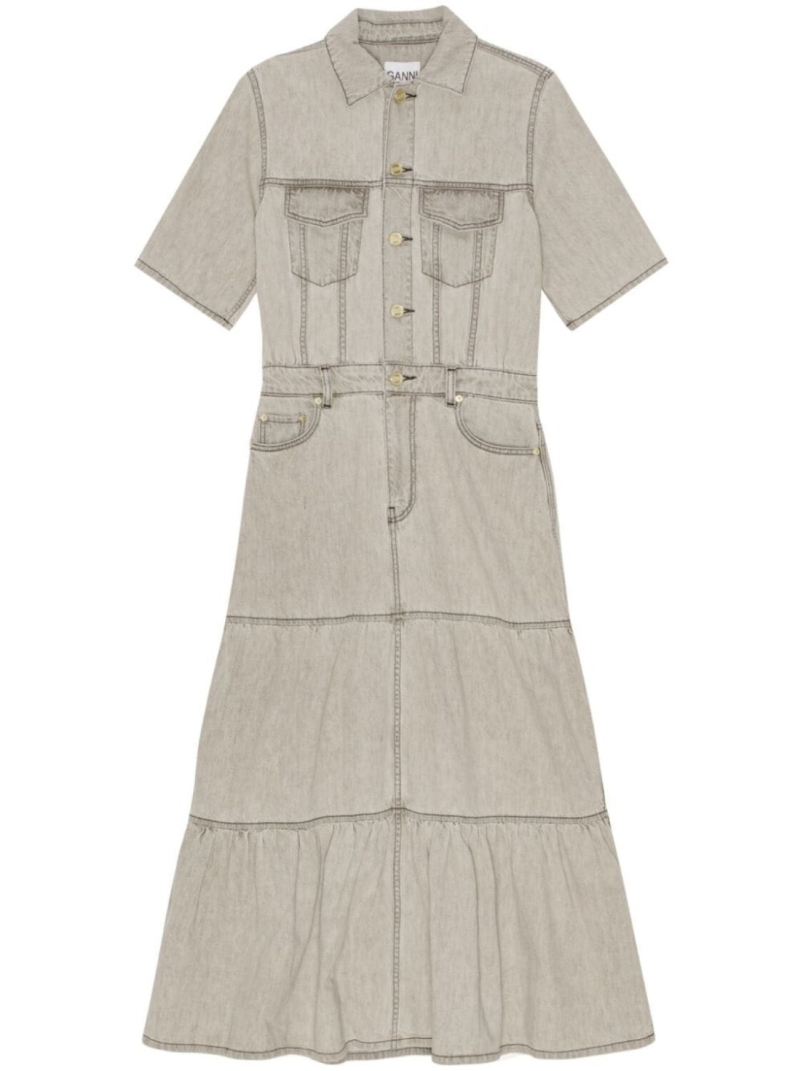 GANNI ярусное джинсовое платье макси, серый
GANNI ярусное джинсовое платье макси, серый
