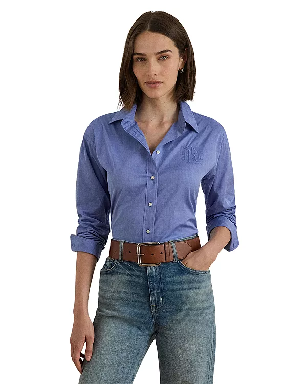 Хлопковая рубашка свободного кроя Ralph Lauren, синий
Хлопковая рубашка свободного кроя Ralph Lauren, синий