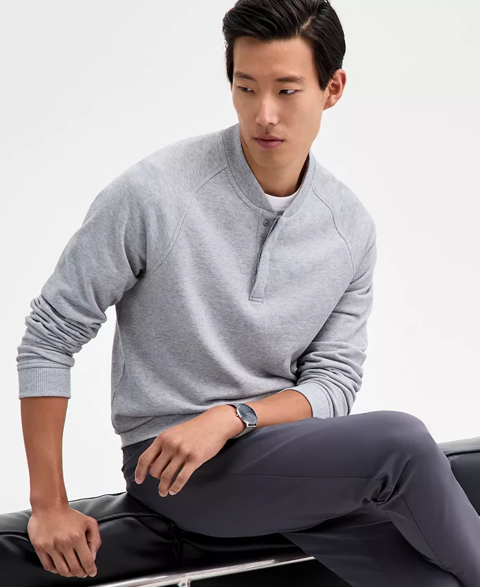 Мужская толстовка French Terry с длинным рукавом и четвертью застежки-кнопки Alfani, серый
Мужская толстовка French Terry с длинным рукавом и четвертью застежки-кнопки Alfani, серый