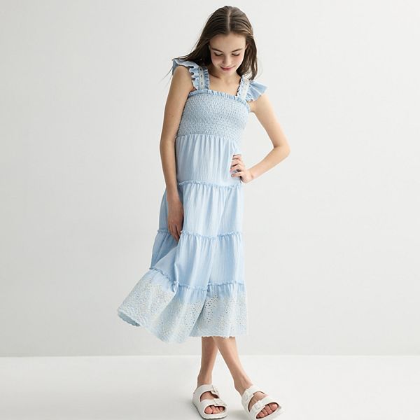 Детское платье макси с ярусами и рюшами на рукавах, размеры 7-16 Iz Byer
Детское платье макси с ярусами и рюшами на рукавах, размеры 7-16 Iz Byer