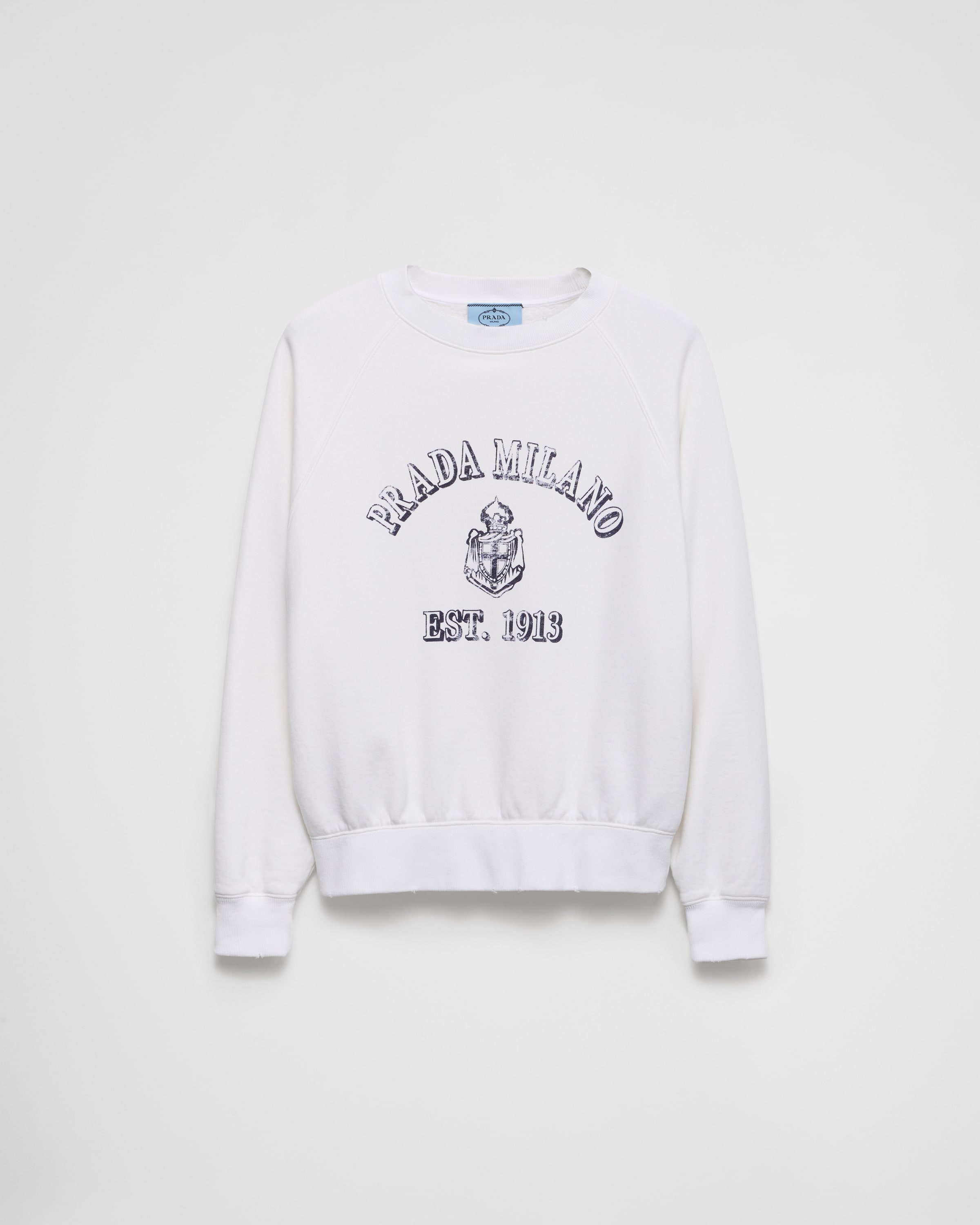 Хлопковый свитшот с круглым вырезом Prada, белый
Хлопковый свитшот с круглым вырезом Prada, белый