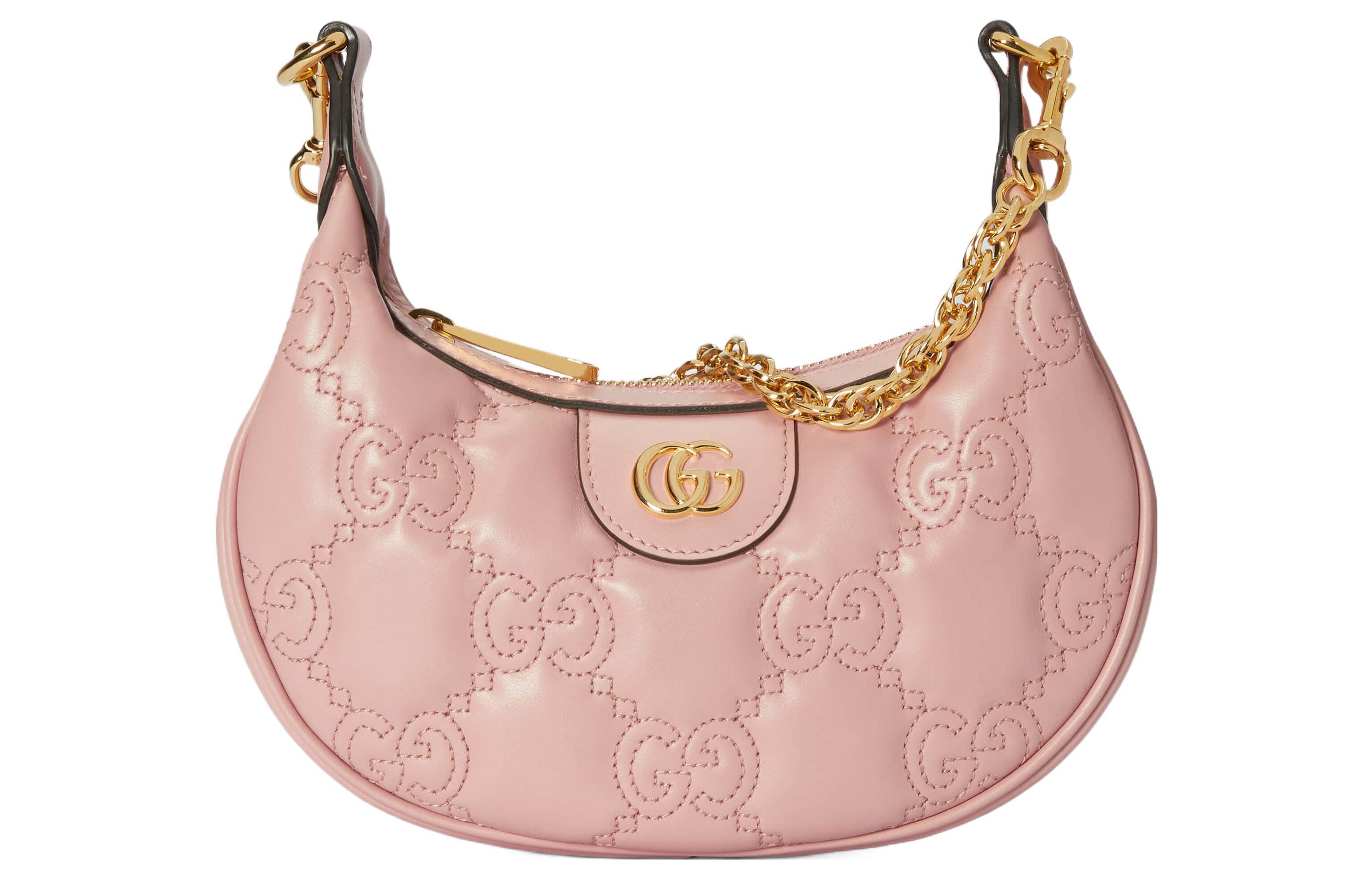 GUCCI Матовый кожаный полумесяц сумка через плечо женская розовая 
GUCCI Матовый кожаный полумесяц сумка через плечо женская розовая