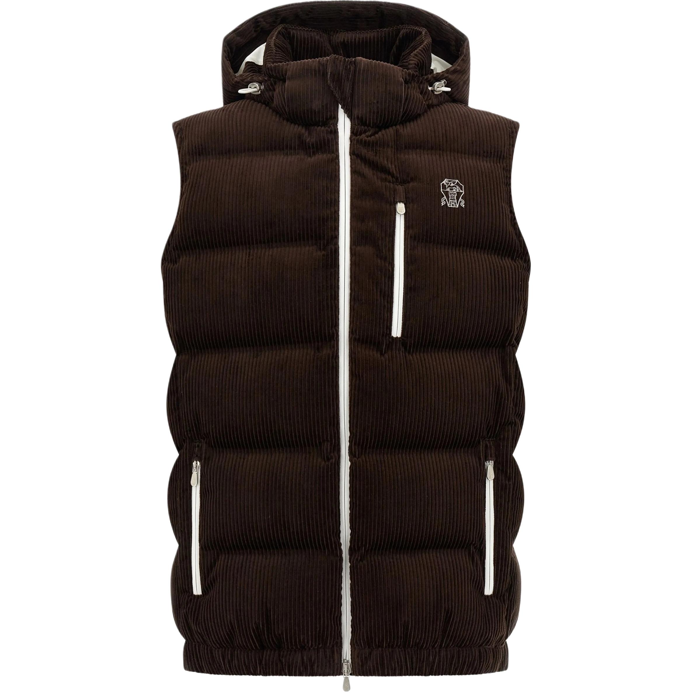 Стеганый вельветовый жилет Brunello Cucinelli, коричневый
Стеганый вельветовый жилет Brunello Cucinelli, коричневый