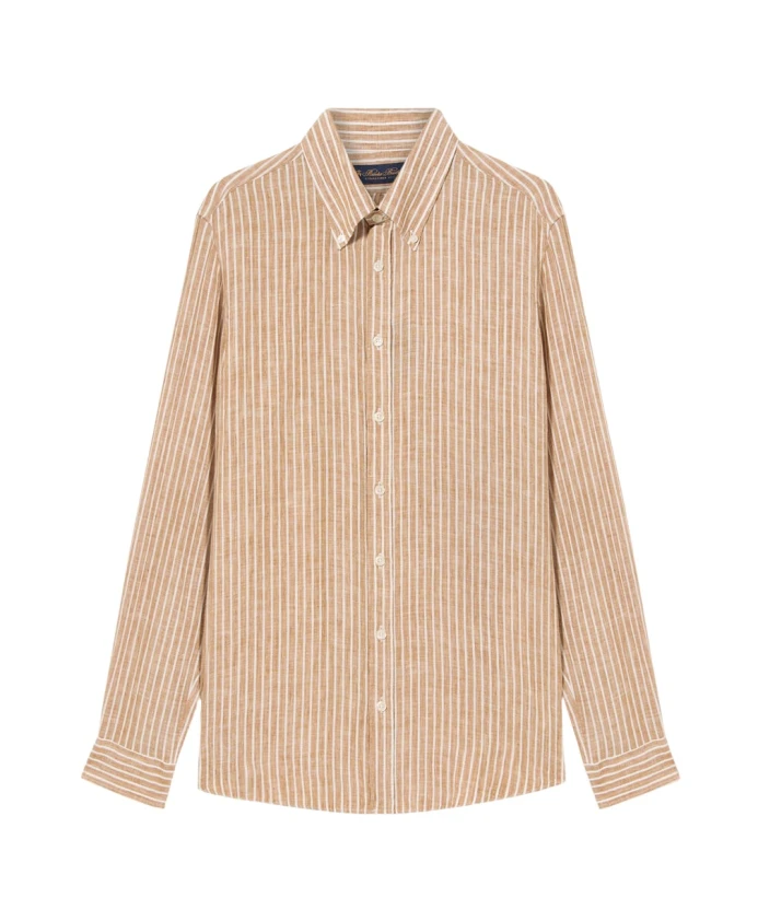 Приталенная полосатая льняная рубашка с планкой на пуговицах. Brooks Brothers, коричневый
Приталенная полосатая льняная рубашка с планкой на пуговицах. Brooks Brothers, коричневый