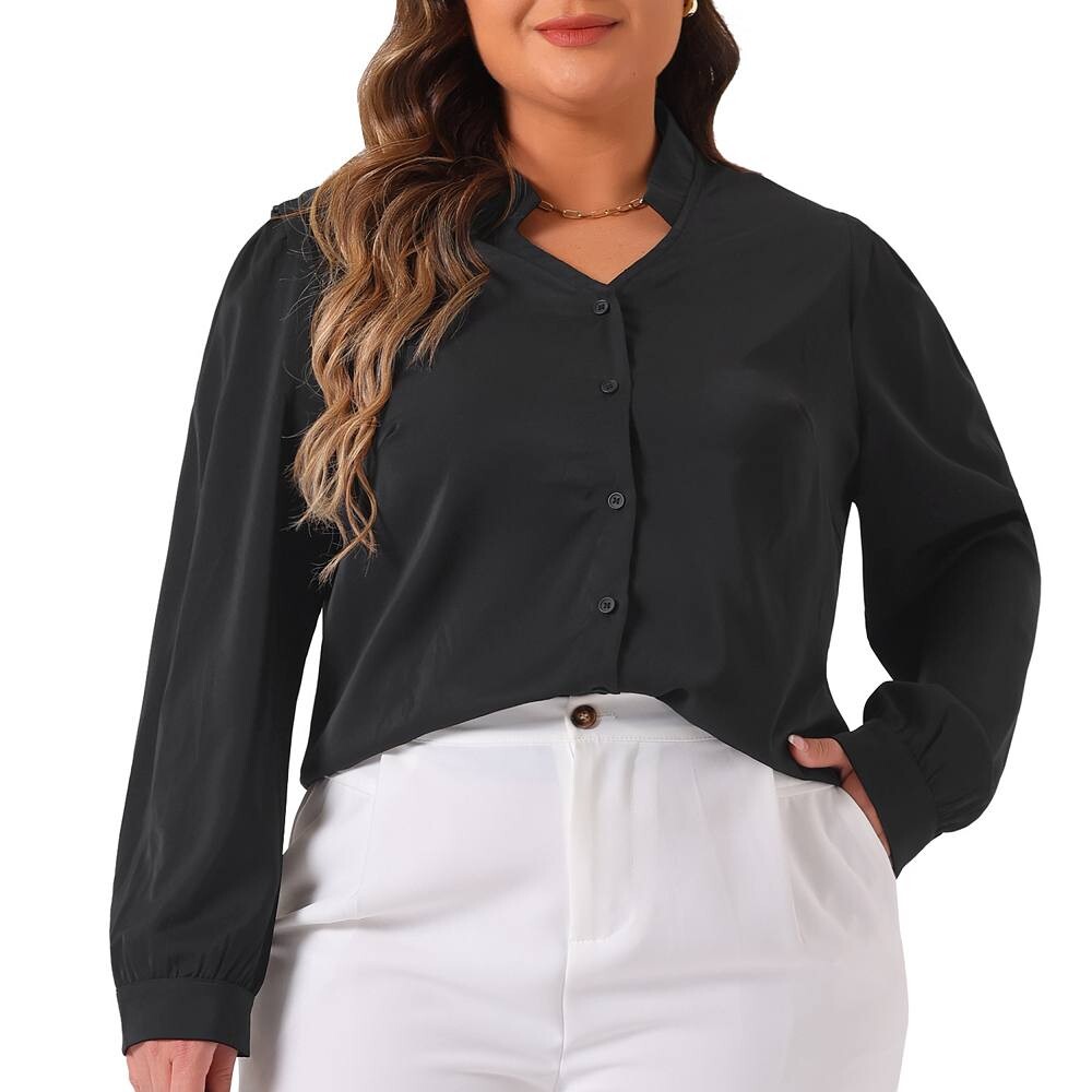 Женская шифоновая рубашка больших размеров на пуговицах с V-образным вырезом и длинным рукавом Формальная повседневная блузка Agnes Orinda, черный
Женская шифоновая рубашка больших размеров на пуговицах с V-образным вырезом и длинным рукавом Формальная повседневная блузка Agnes Orinda, черный