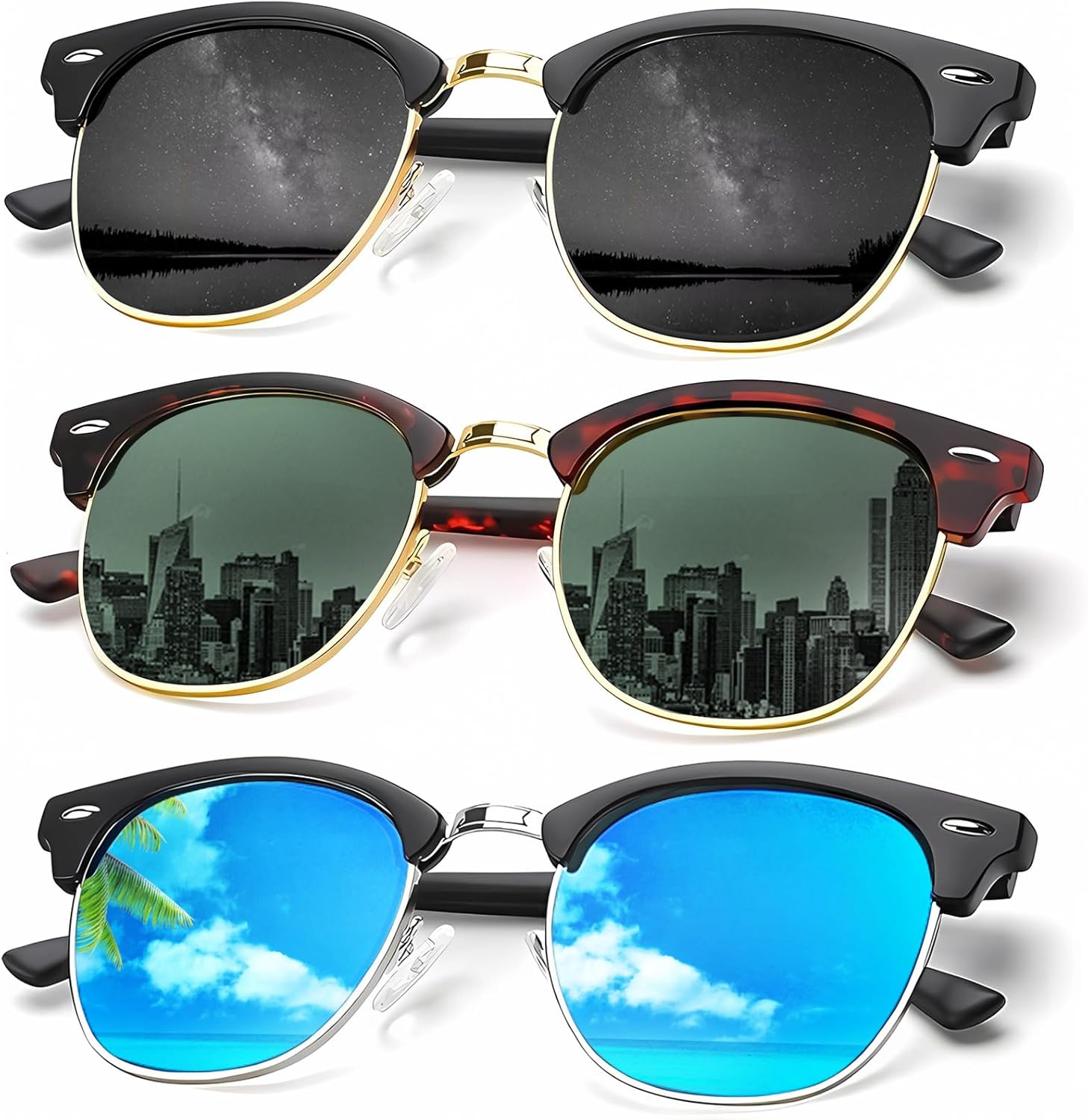 Солнцезащитные очки KALIYADI для мужчин, поляризованные, унисекс, полуободковая оправа, ретро-стиль, для вождения, с защитой от УФ-излучения, D11-(3 Pack)golden Black/Tortoise G15/Black Blue
Солнцезащитные очки KALIYADI для мужчин, поляризованные, унисекс, полуободковая оправа, ретро-стиль, для вождения, с защитой от УФ-излучения, D11-(3 Pack)golden Black/Tortoise G15/Black Blue