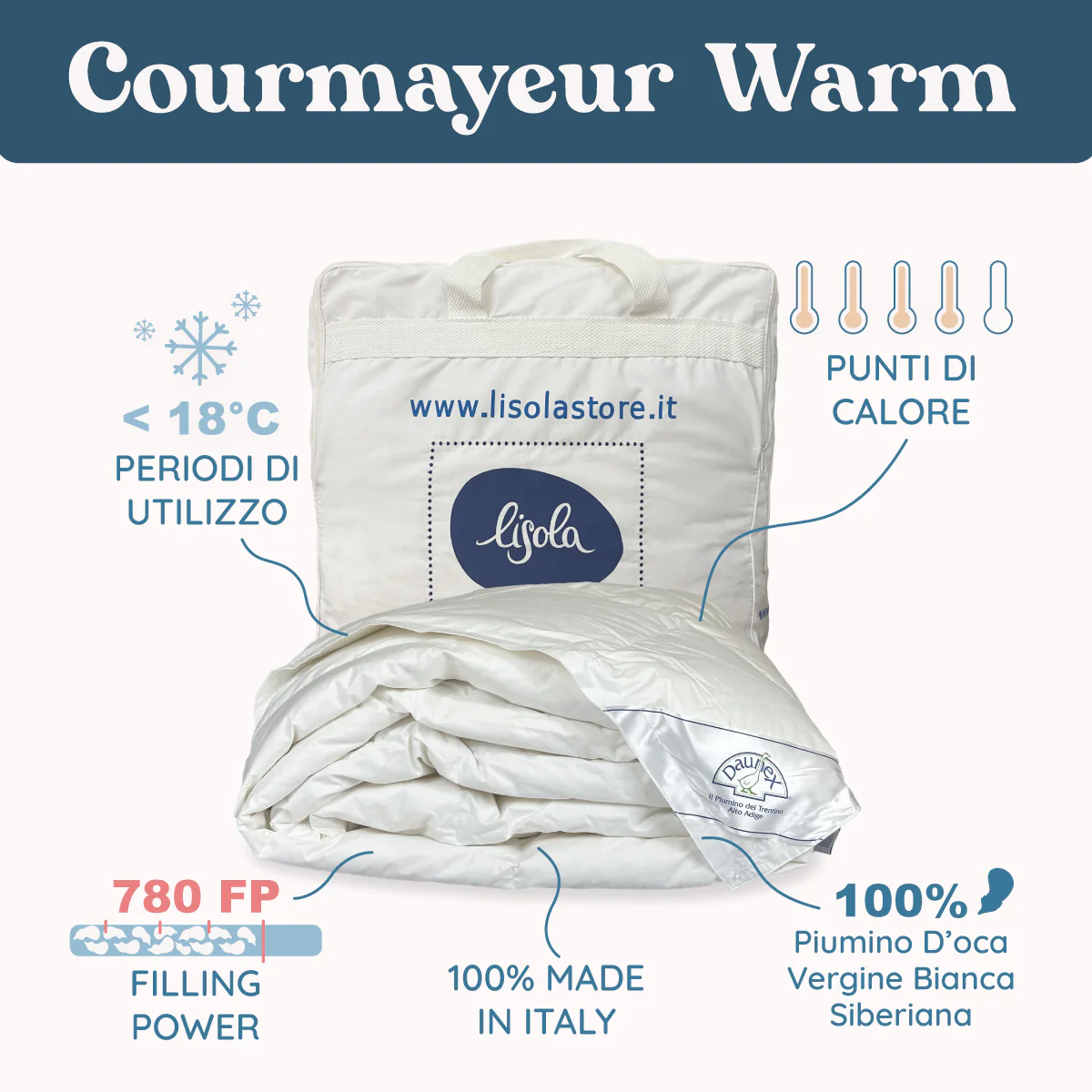 Daunex Courmayeur теплое сибирское пуховое одеяло Lisola by Daunex, 200 x 220 (полуторный удлиненный)
Daunex Courmayeur теплое сибирское пуховое одеяло Lisola by Daunex, 200 x 220 (полуторный удлиненный)