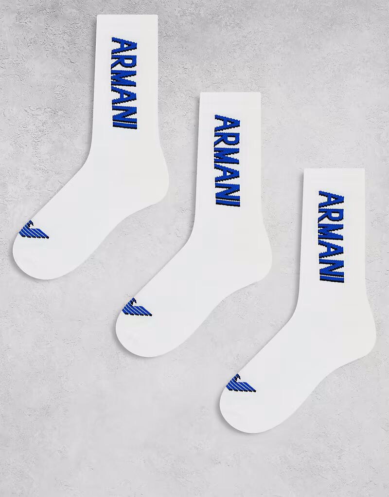 Носки Emporio Armani Bodywear, 3 пары, с логотипом, белого цвета
Носки Emporio Armani Bodywear, 3 пары, с логотипом, белого цвета
