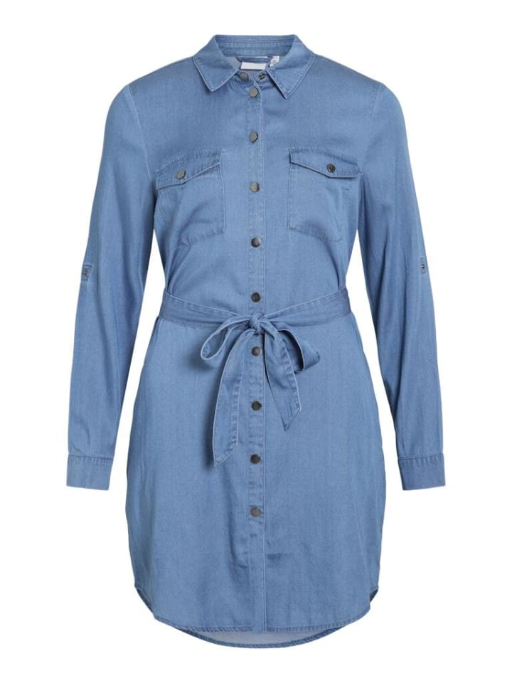 Платье до колена Vila, Средне-синий деним 
Платье до колена Vila, Средне-синий деним