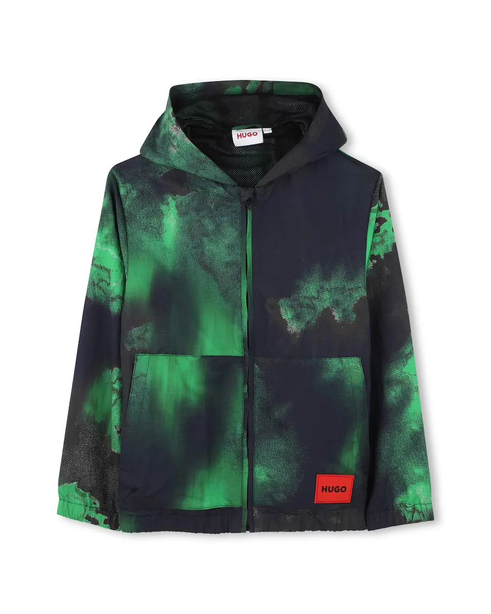 Ветровка для мальчиков с принтом и капюшоном и застежкой-молнией Hugo, многоцветный 
Ветровка для мальчиков с принтом и капюшоном и застежкой-молнией Hugo, многоцветный