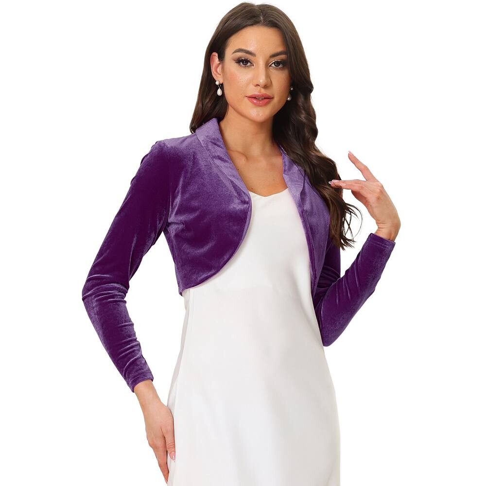 Бархатный укороченный топ для женского кардигана с открытым передним воротником и длинными рукавами ALLEGRA K, фиолетовый
Бархатный укороченный топ для женского кардигана с открытым передним воротником и длинными рукавами ALLEGRA K, фиолетовый