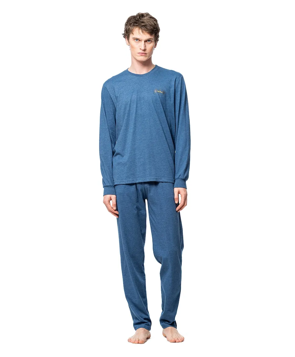 Мужская длинная пижама из трикотажа синего цвета SOY
Мужская длинная пижама из трикотажа синего цвета SOY