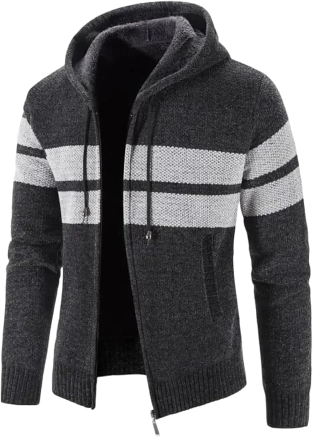 Мужской флисовый кардиган с капюшоном и воротником-стойкой
Мужской флисовый кардиган с капюшоном и воротником-стойкой