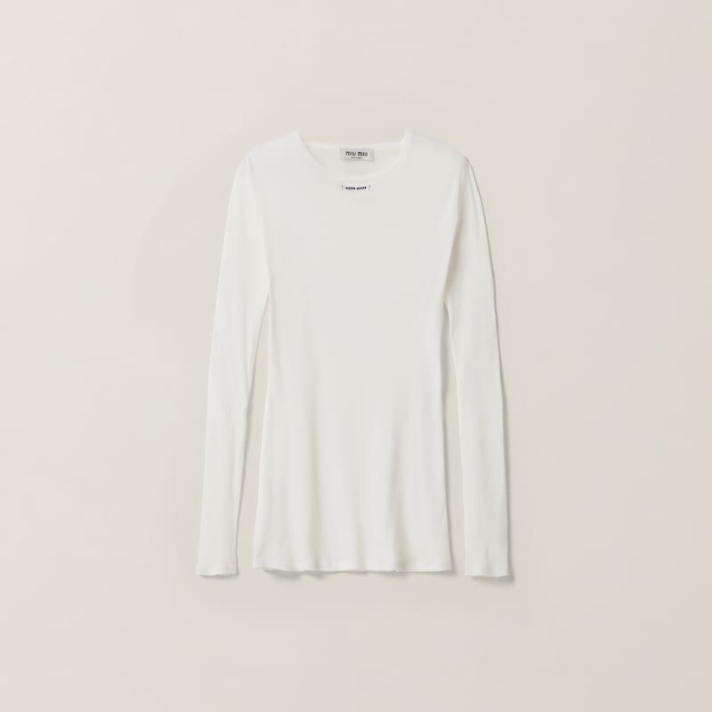 Платье из джерси в рубчик Miu Miu, белый
Платье из джерси в рубчик Miu Miu, белый