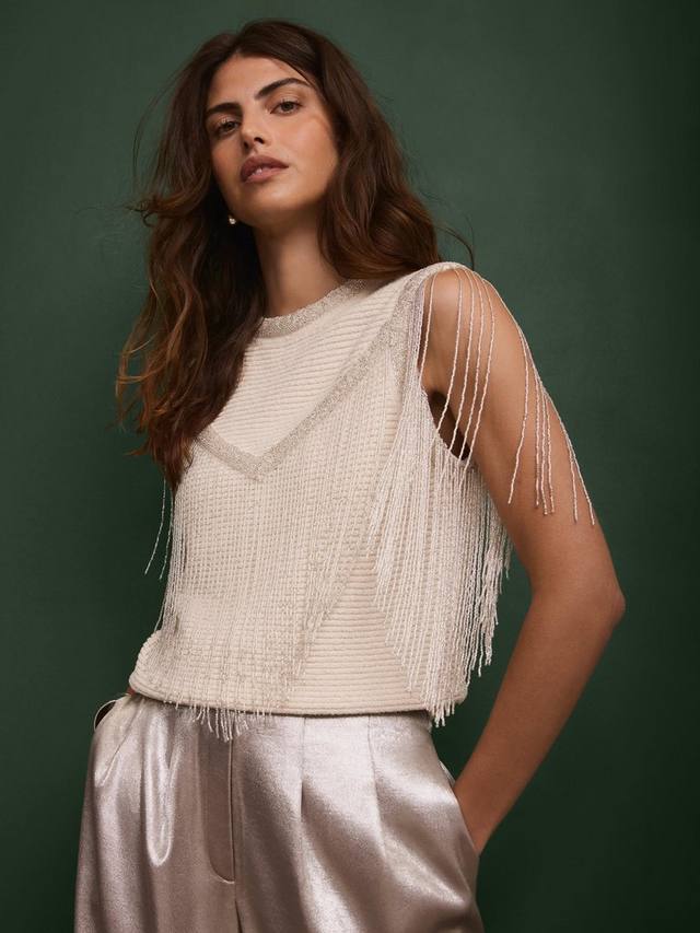 Топ с бахромой из бисера Mint Velvet, White Ivory
Топ с бахромой из бисера Mint Velvet, White Ivory