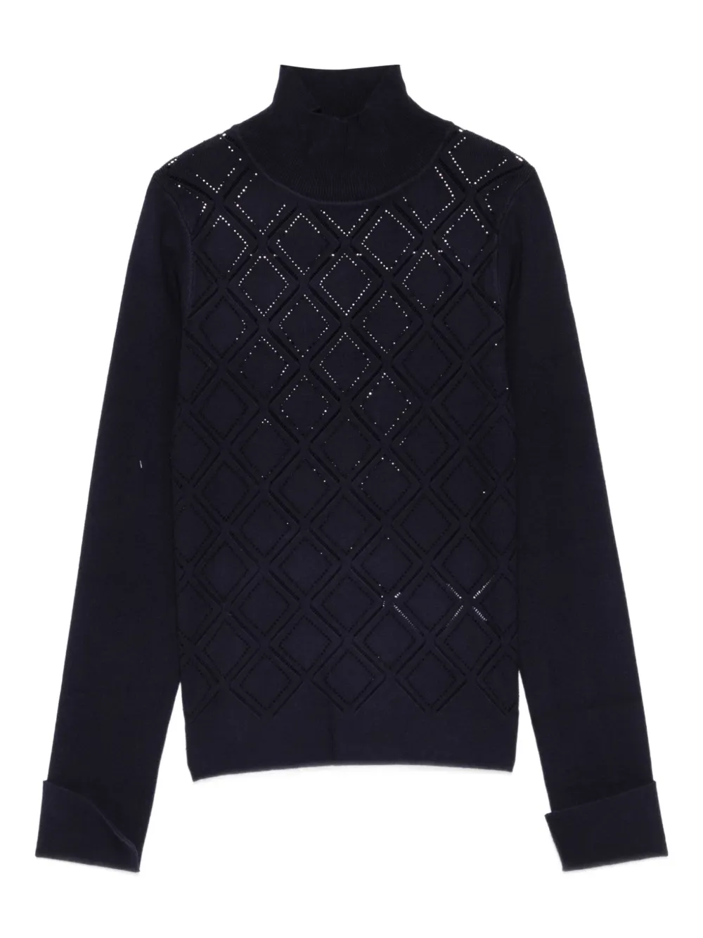 Свитер с геометричным узором и высоким воротником Blugirl, синий
Свитер с геометричным узором и высоким воротником Blugirl, синий
