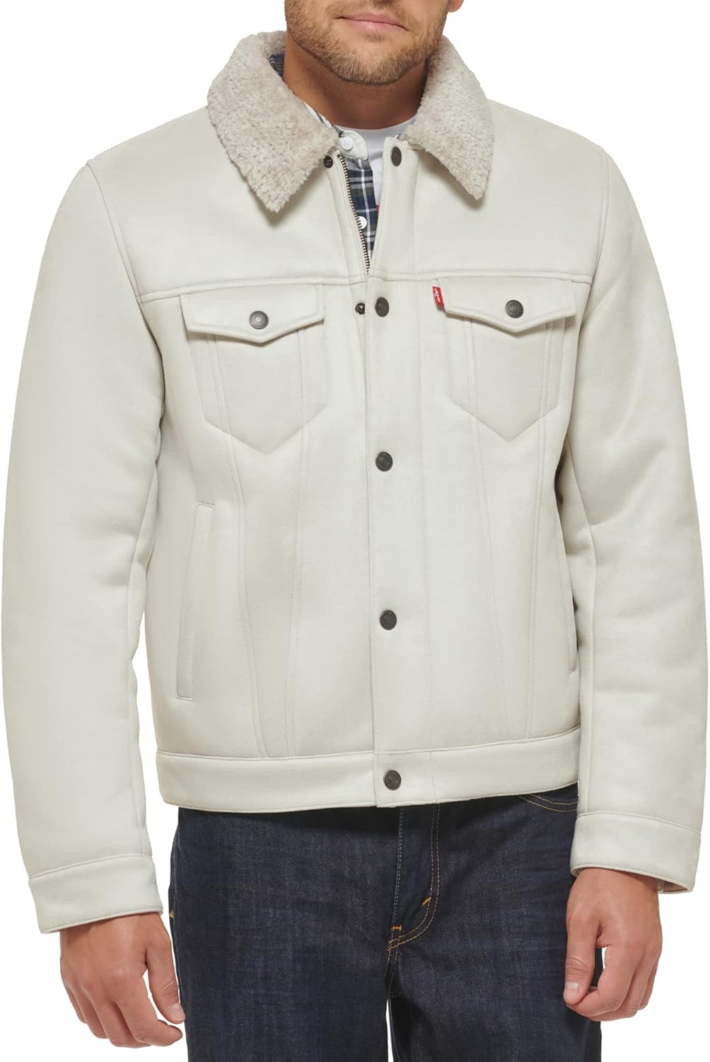 Мужская классическая куртка дальнобойщика Levi's из искусственной кожи, Cream Faux Shearling
Мужская классическая куртка дальнобойщика Levi's из искусственной кожи, Cream Faux Shearling