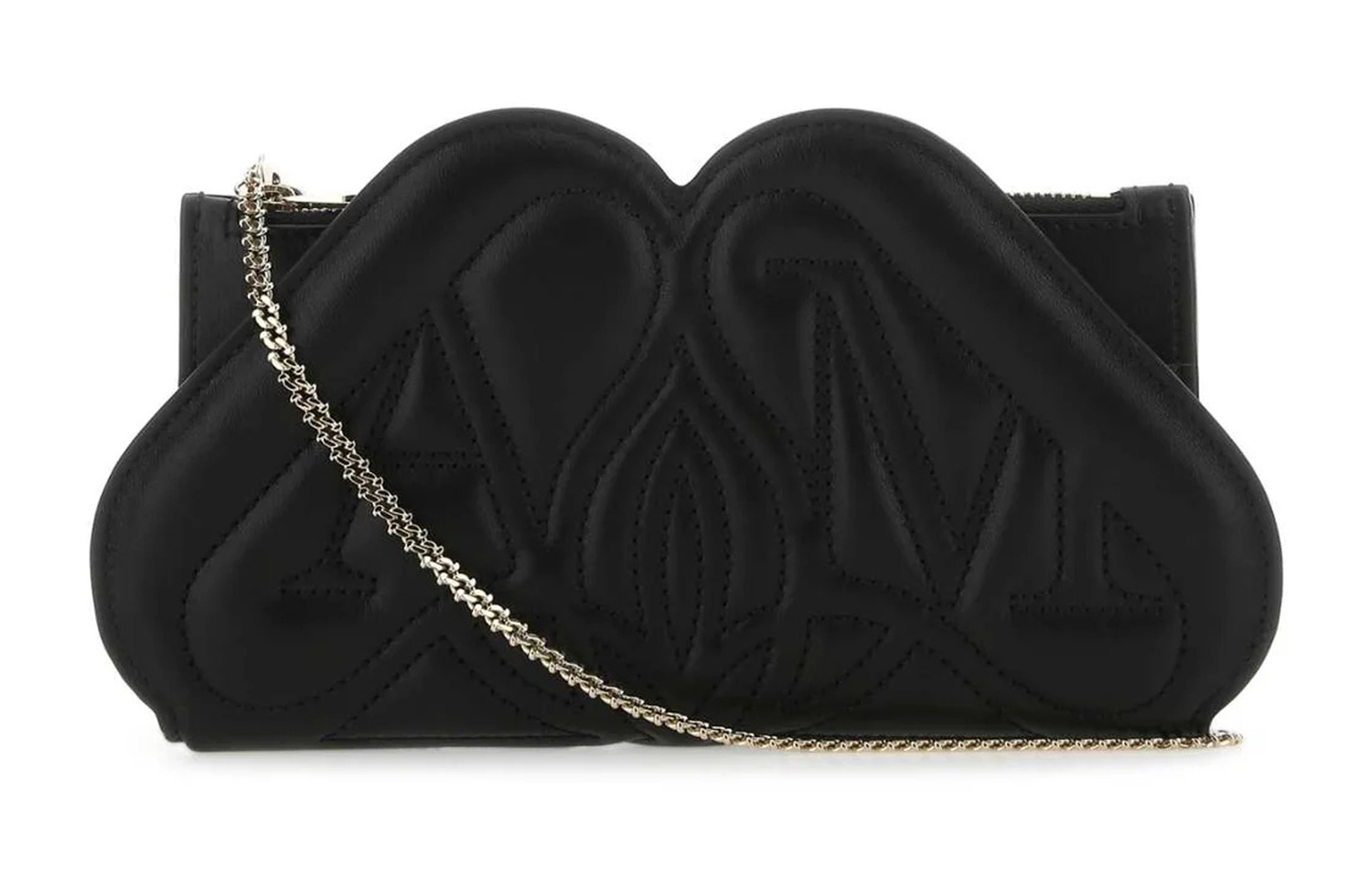 Alexander McQueen Кожаный кошелек на цепочке Черезплечная сумка Женская черная сумка через плечо