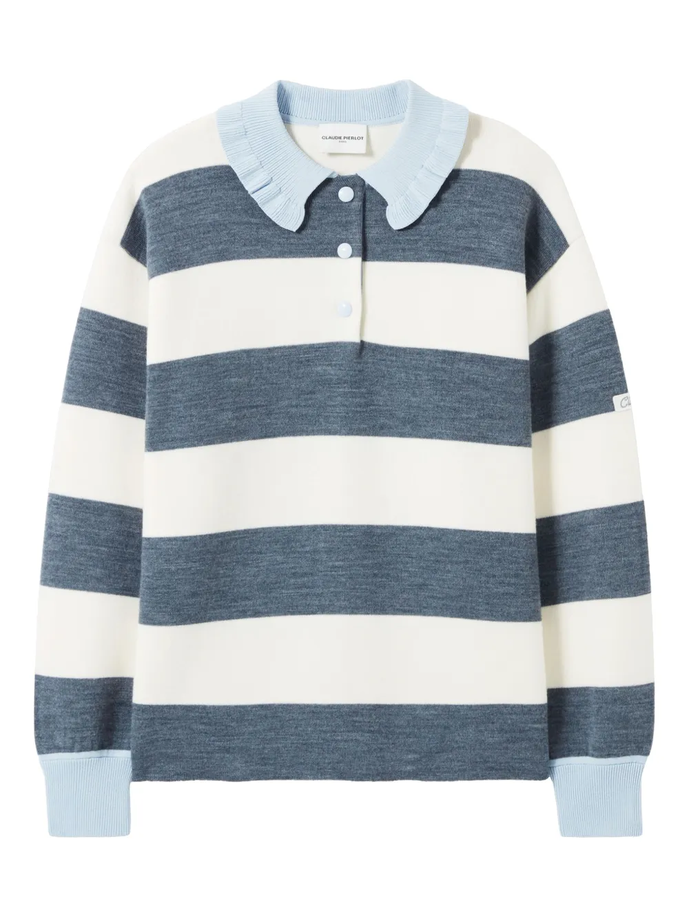 Полосатая рубашка поло с оборками Claudie Pierlot, белый
Полосатая рубашка поло с оборками Claudie Pierlot, белый