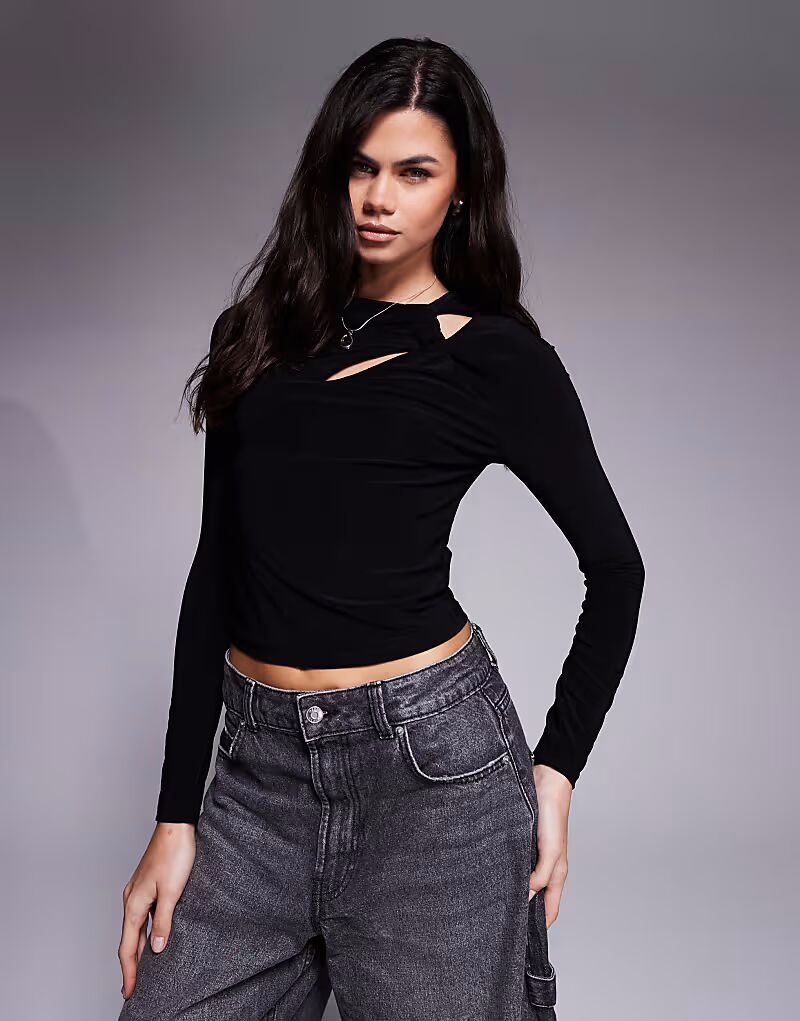 Длинный топ с вырезанной деталью в черном цвете Asos Design
Длинный топ с вырезанной деталью в черном цвете Asos Design