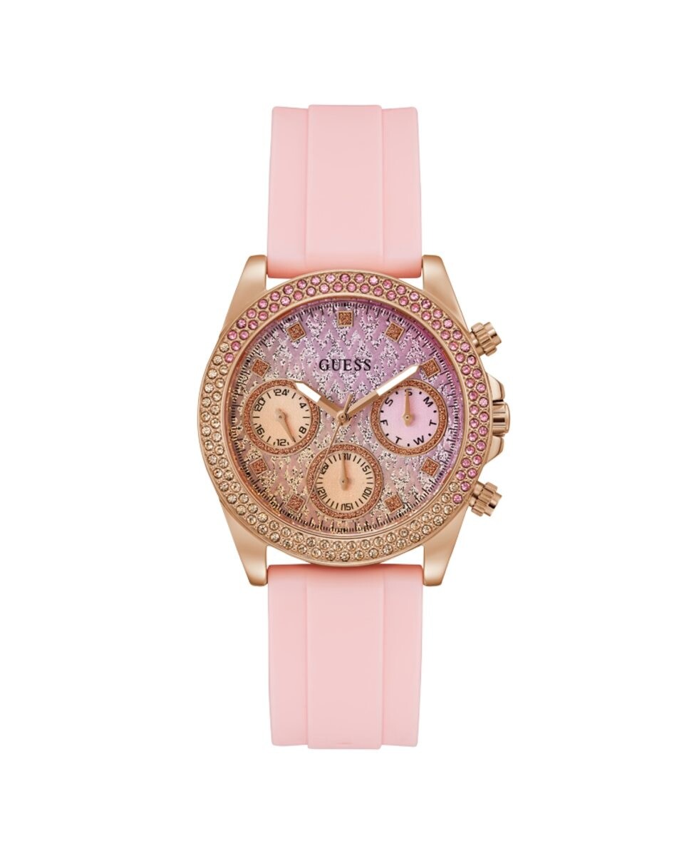 Сверкающие розовые женские часы GW0032L4 из силикона и розовым ремешком Guess, розовый
Сверкающие розовые женские часы GW0032L4 из силикона и розовым ремешком Guess, розовый