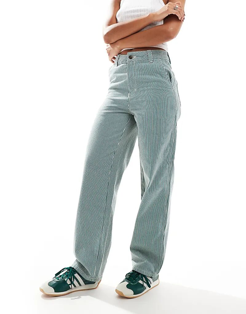 Брюки в полоску из орехового дерева темно-зеленого цвета Dickies 
Брюки в полоску из орехового дерева темно-зеленого цвета Dickies