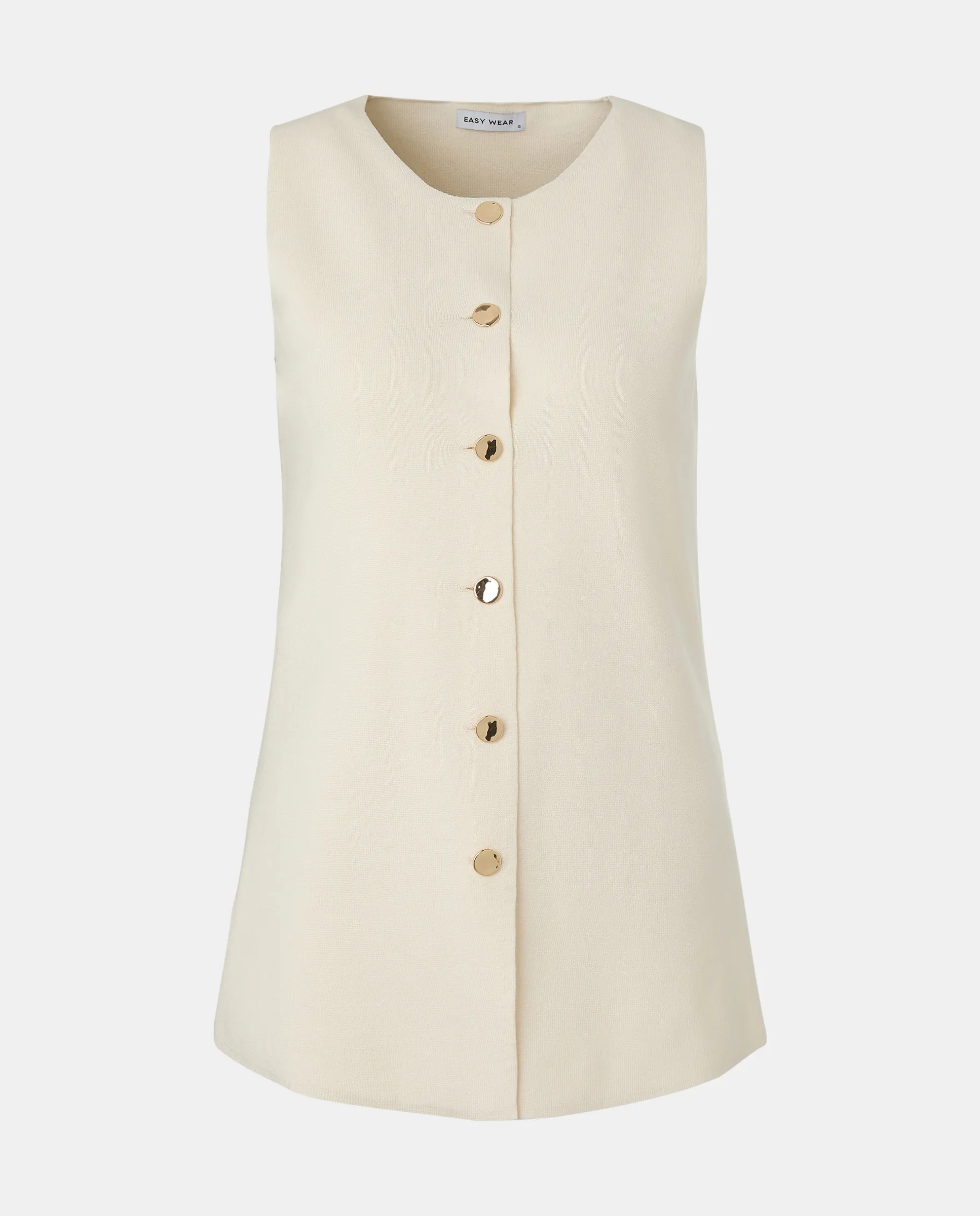 Женский вязаный жилет с металлическими пуговицами Easy Wear, песочный 
Женский вязаный жилет с металлическими пуговицами Easy Wear, песочный