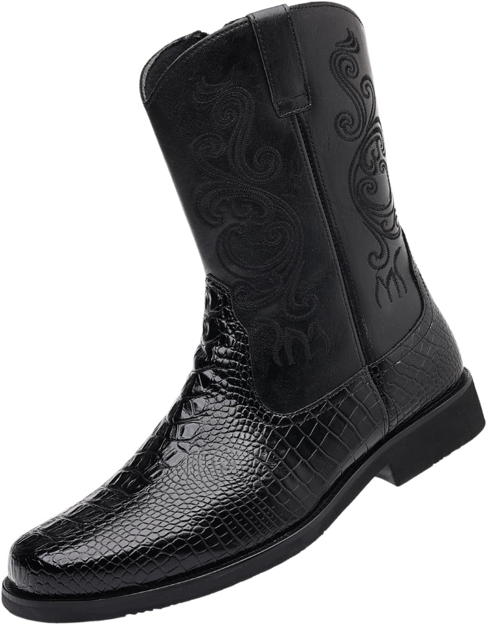 Мужские западные ботинки с рисунком под змею, вышитый голенищем средней высоты, круглый носок, верх из синтетики Hawecobo, черный
Мужские западные ботинки с рисунком под змею, вышитый голенищем средней высоты, круглый носок, верх из синтетики Hawecobo, черный