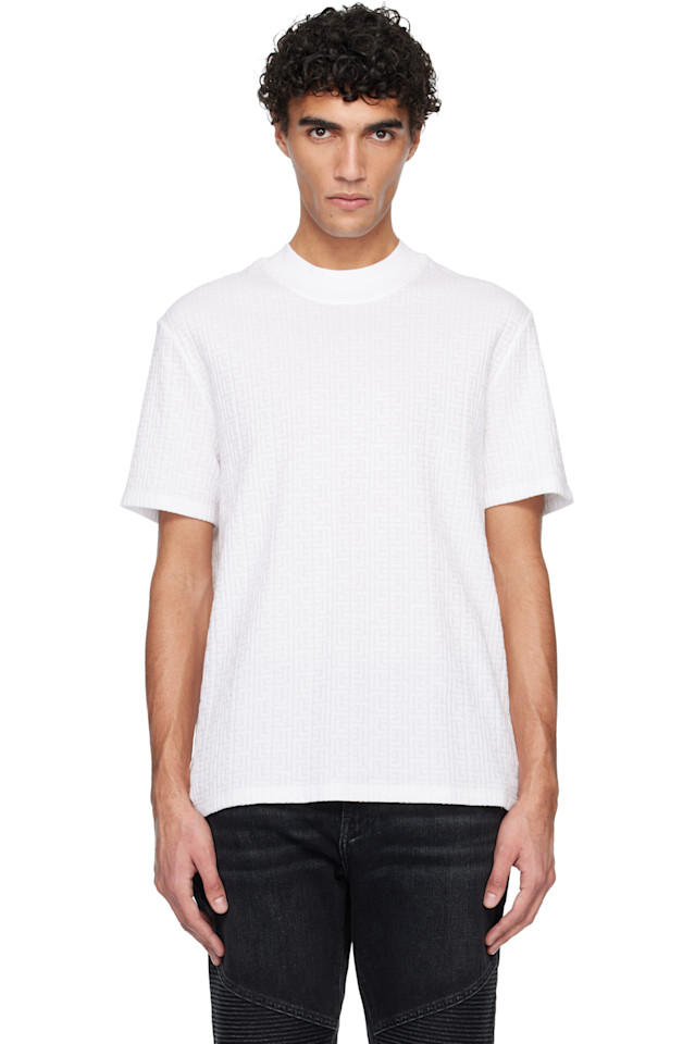 Balmain Белая футболка с монограммой из губки
Balmain Белая футболка с монограммой из губки