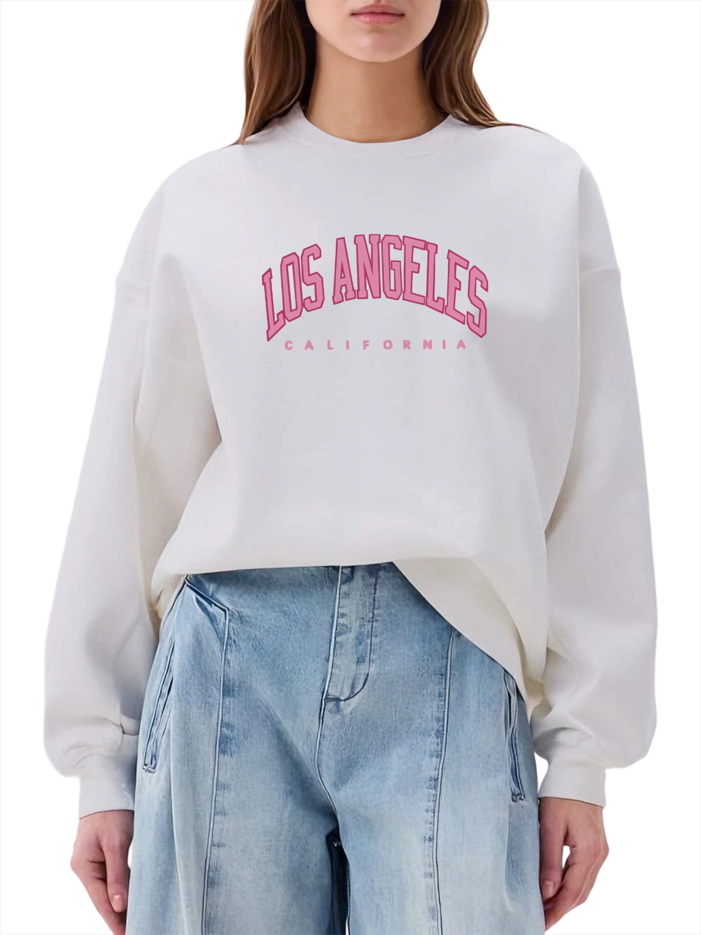 GORHEY Свитшот 'Women's Fleece Pullover, Sweatshirt with Letter Print, Long Sleeve, Loose Fit' в белом цвете
GORHEY Свитшот 'Women's Fleece Pullover, Sweatshirt with Letter Print, Long Sleeve, Loose Fit' в белом цвете