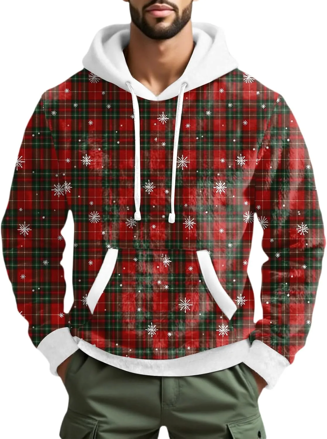 Мужской клетчатый худи с капюшоном и карманом, S-2XL
Мужской клетчатый худи с капюшоном и карманом, S-2XL