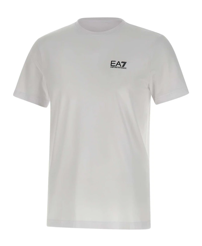 Белый эластичный хлопковый свитер с круглым вырезом Emporio Armani Ea7, белый
Белый эластичный хлопковый свитер с круглым вырезом Emporio Armani Ea7, белый