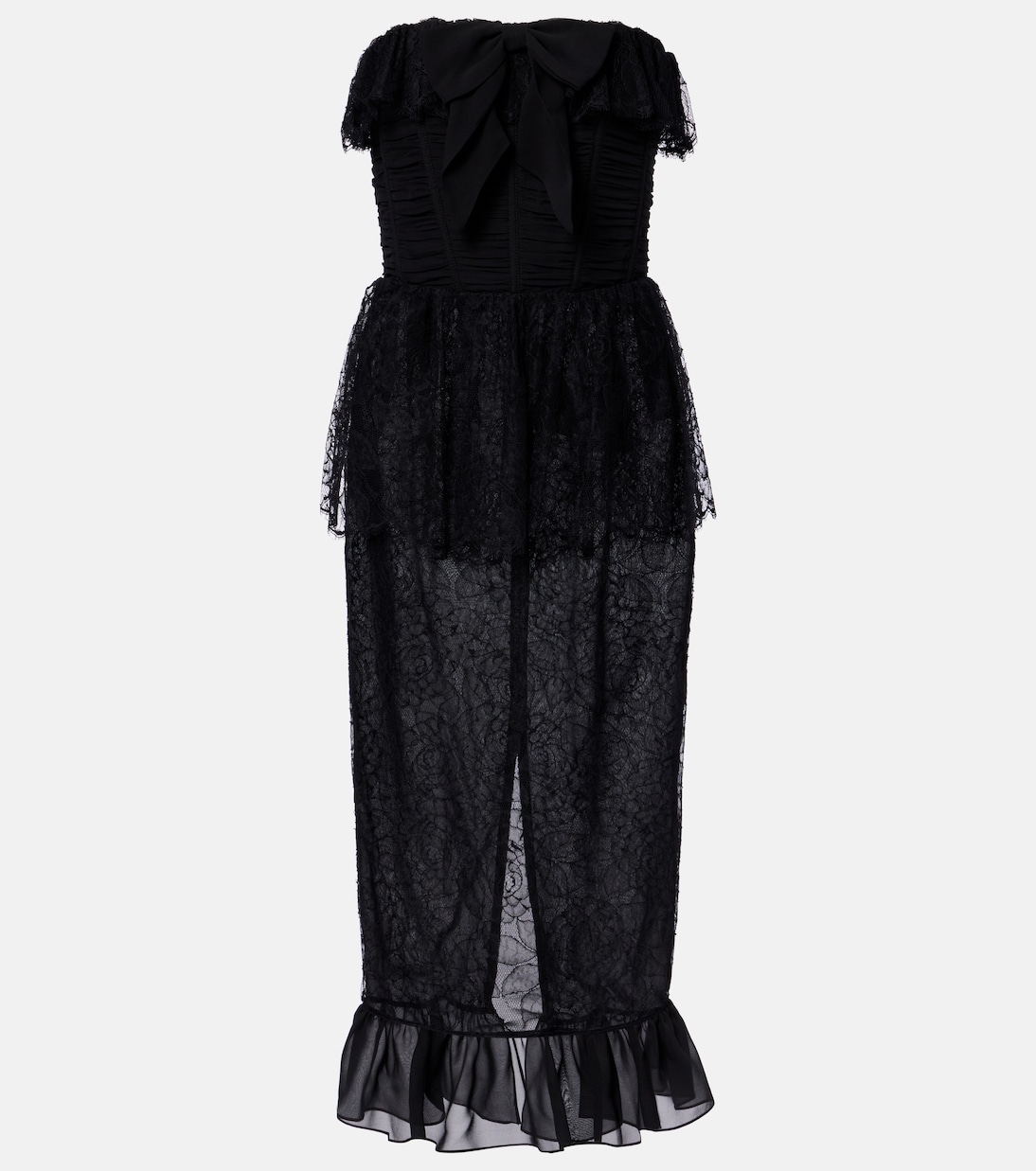 Платье-бюстье из кружева и шелкового жоржета Alessandra Rich, черный
Платье-бюстье из кружева и шелкового жоржета Alessandra Rich, черный