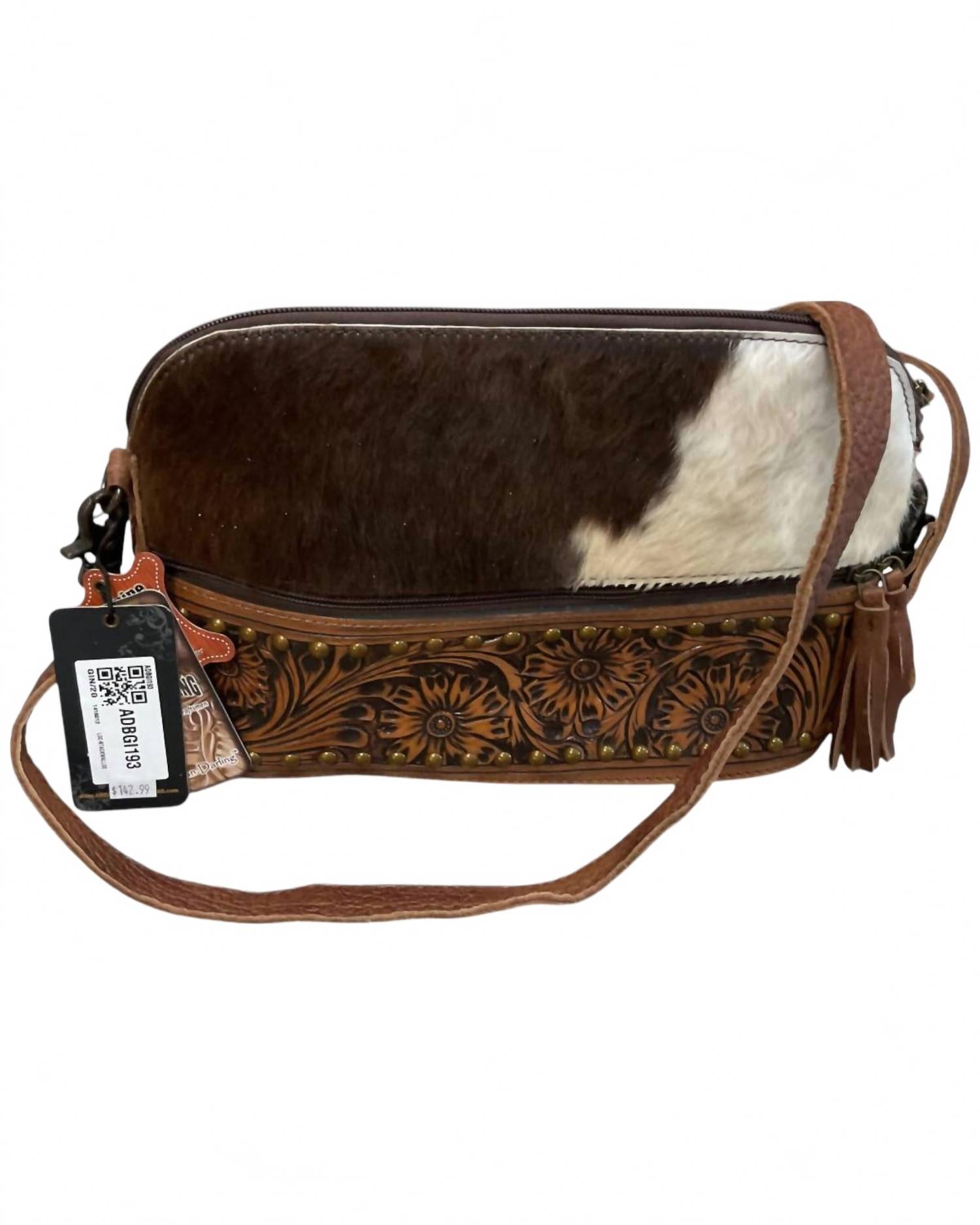 Женская сумка из коровьей кожи с тиснением в коричневом цвете American Darling
Женская сумка из коровьей кожи с тиснением в коричневом цвете American Darling