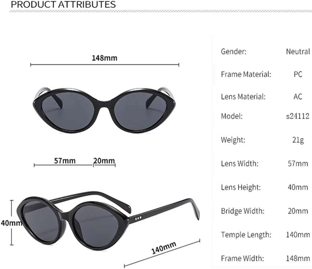 LVTFCO Модные овальные очки в маленькой оправе "кошачий глаз" для занятий спортом на открытом воздухе, женские солнцезащитные очки для отдыха, Black Grey
LVTFCO Модные овальные очки в маленькой оправе "кошачий глаз" для занятий спортом на открытом воздухе, женские солнцезащитные очки для отдыха, Black Grey