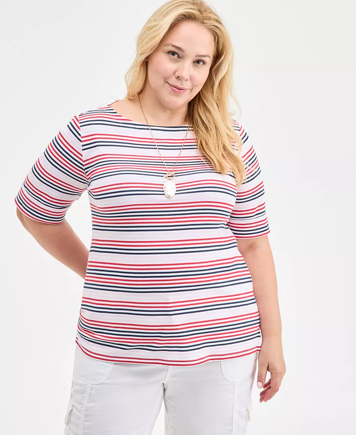 Полноразмерный вязаный топ с полосками и рукавами 3/4 Style & Co, мультиколор
Полноразмерный вязаный топ с полосками и рукавами 3/4 Style & Co, мультиколор