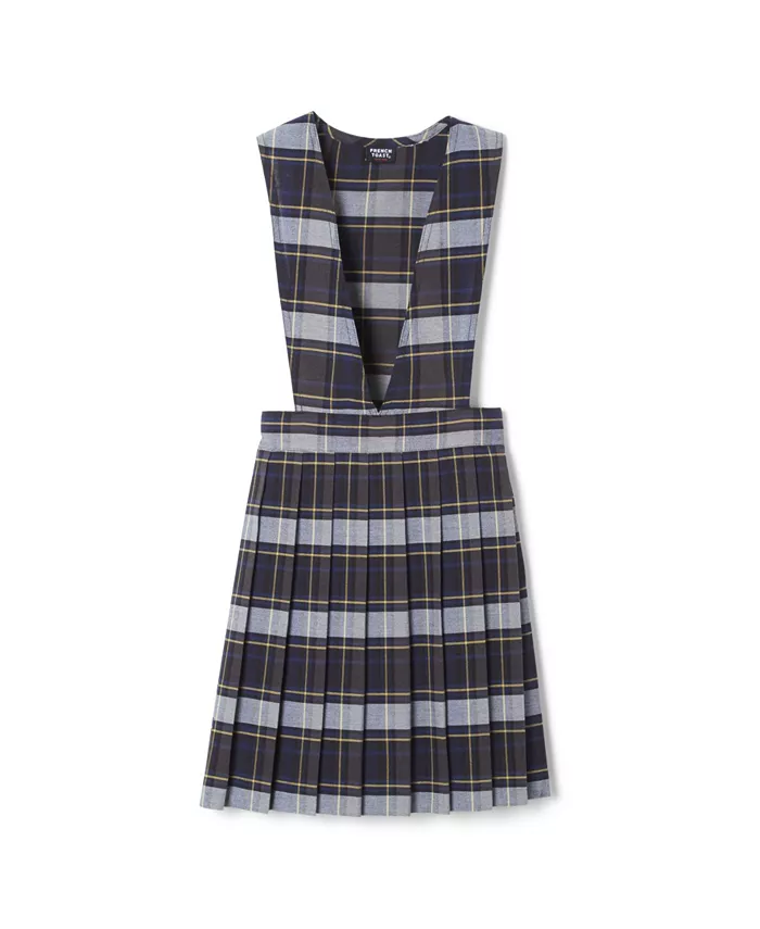 Платье-сарафан с V-образным вырезом и плиссированной клеткой Big Girls French Toast, мультиколор 
Платье-сарафан с V-образным вырезом и плиссированной клеткой Big Girls French Toast, мультиколор