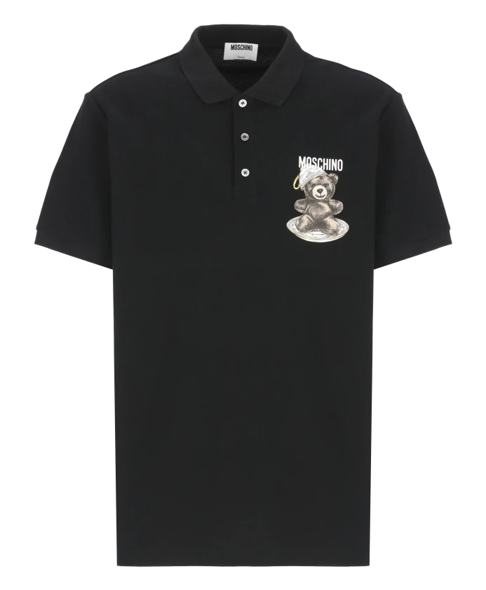 Черная рубашка-поло с логотипом в виде плюшевого медведя. Moschino, черный
Черная рубашка-поло с логотипом в виде плюшевого медведя. Moschino, черный