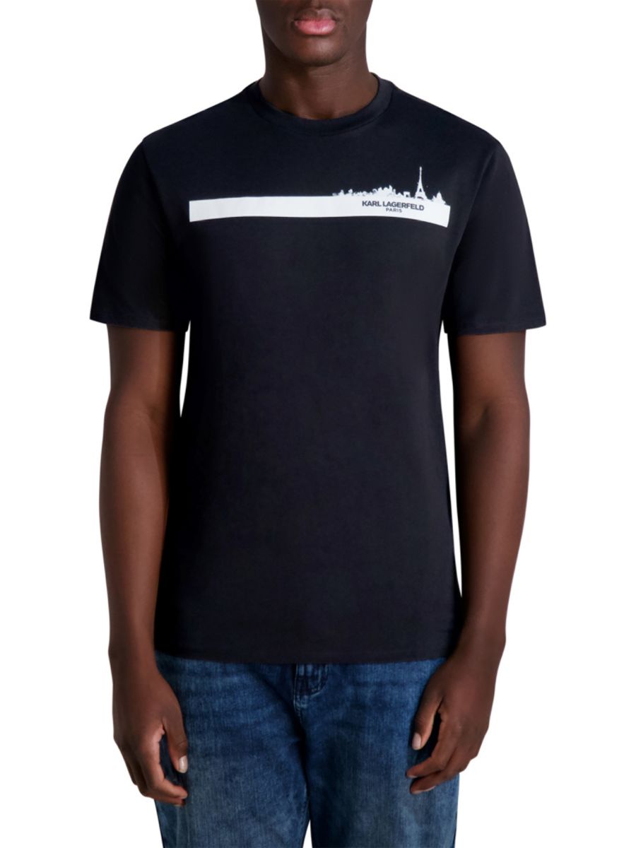 Хлопковая футболка с логотипом Karl Lagerfeld Paris, черный 
Хлопковая футболка с логотипом Karl Lagerfeld Paris, черный