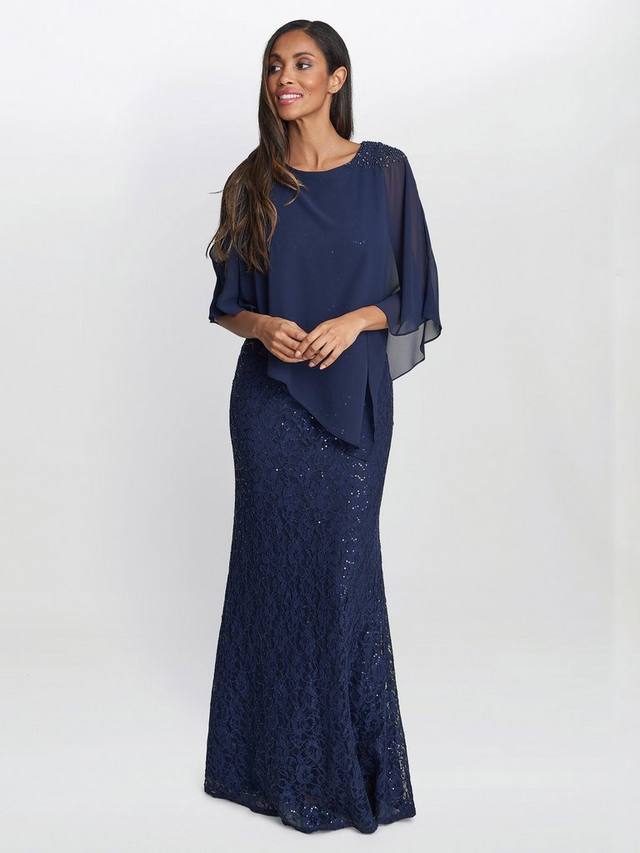 Рыжее кружевное платье с блестками и шифоновой накидкой Gina Bacconi, цвет Spring Navy
Рыжее кружевное платье с блестками и шифоновой накидкой Gina Bacconi, цвет Spring Navy