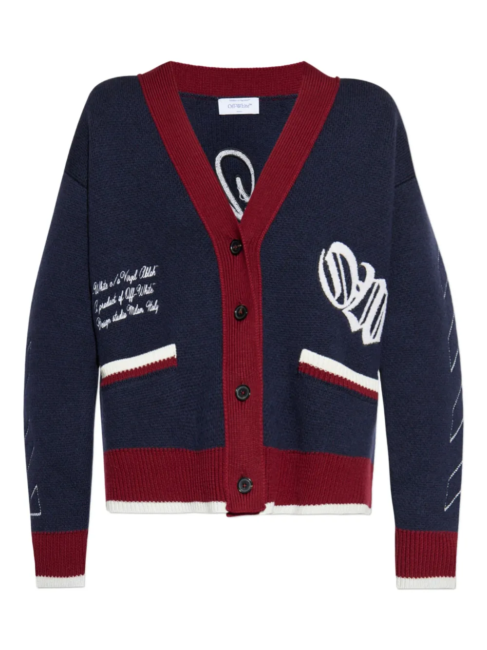 Кардиган в стиле varsity из жаккарда Off-White, синий
Кардиган в стиле varsity из жаккарда Off-White, синий
