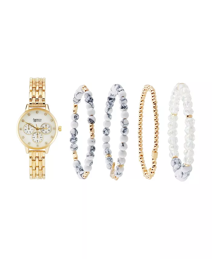 Женские блестящие золотые часы с металлическим браслетом 31 мм и набором дополнительных браслетов в подарок American Exchange
Женские блестящие золотые часы с металлическим браслетом 31 мм и набором дополнительных браслетов в подарок American Exchange