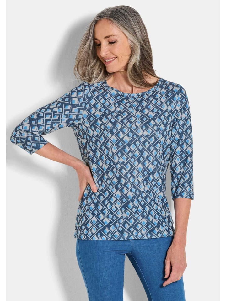 Рубашка из джерси, короткие рукава, вискозная рубашка синего цвета с узором по всей поверхности. GOLDNER
Рубашка из джерси, короткие рукава, вискозная рубашка синего цвета с узором по всей поверхности. GOLDNER