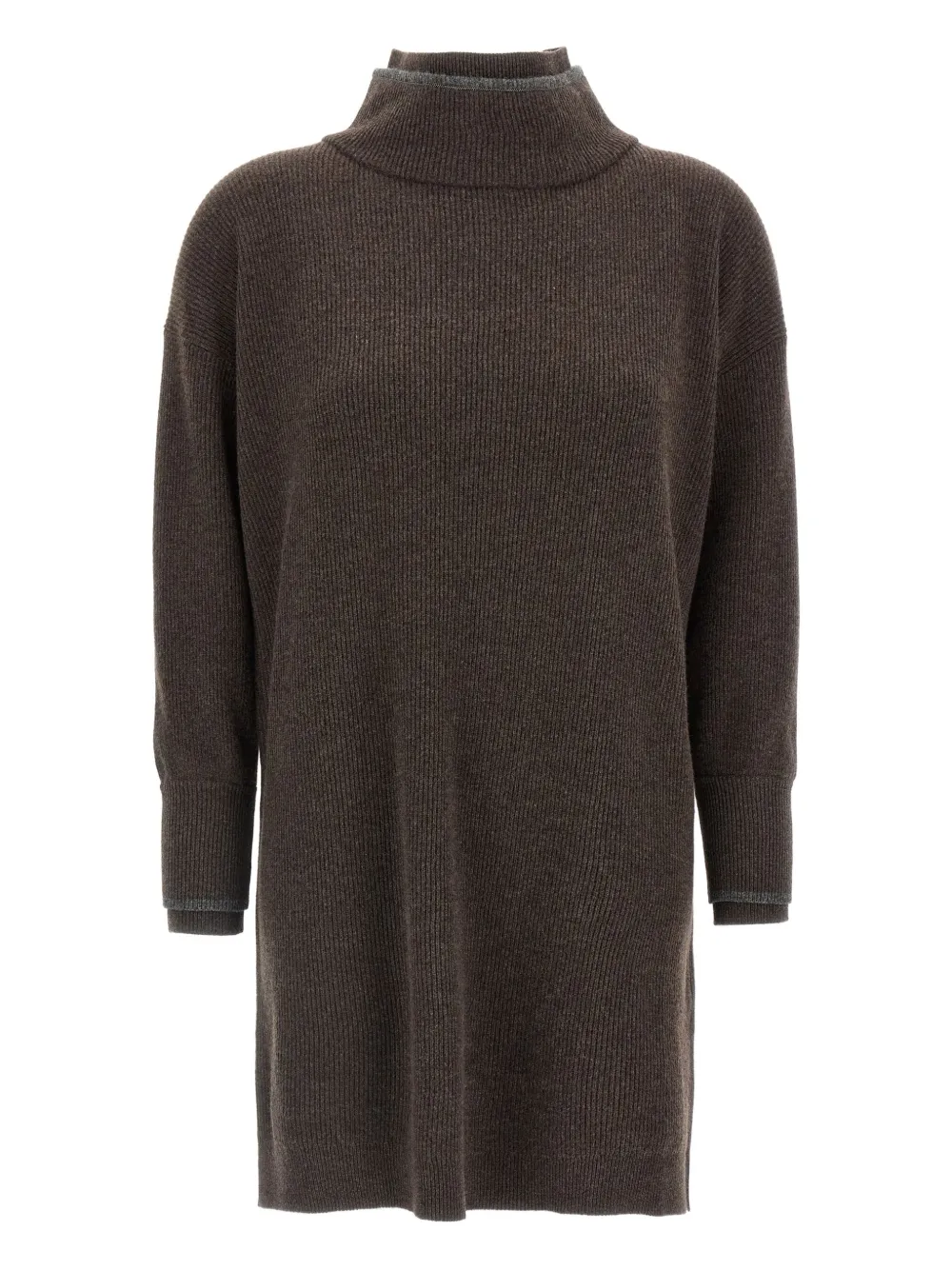 Платье из трикотажа в рубчик с высоким воротом Brunello Cucinelli, коричневый
Платье из трикотажа в рубчик с высоким воротом Brunello Cucinelli, коричневый