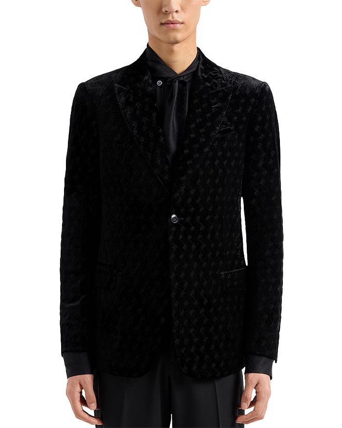 Пикейный жакет из бархата с вышитым узором Emporio Armani, черный
Пикейный жакет из бархата с вышитым узором Emporio Armani, черный