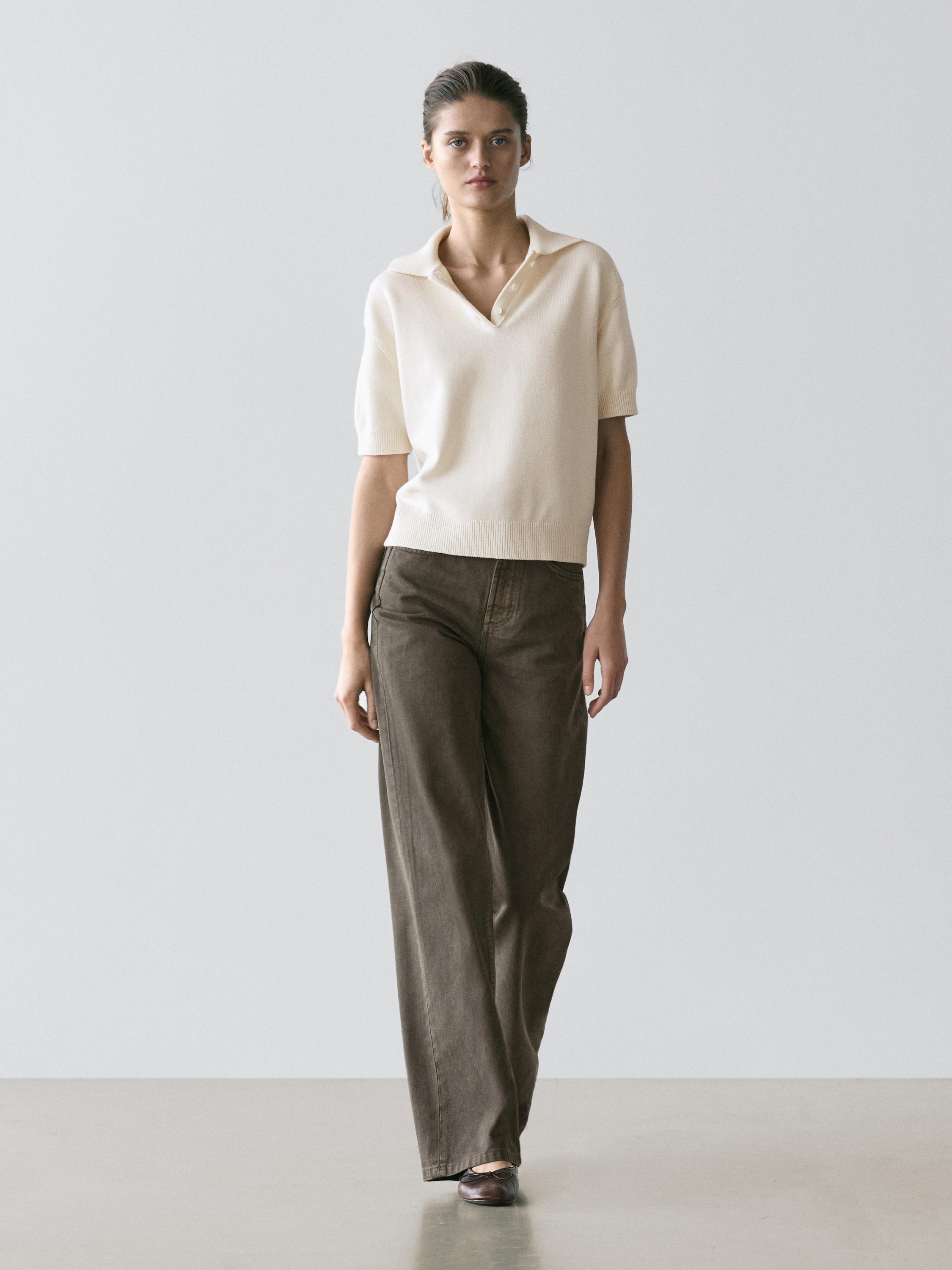 Вязаный свитер-поло из смесовой шерсти Massimo Dutti, off white
Вязаный свитер-поло из смесовой шерсти Massimo Dutti, off white