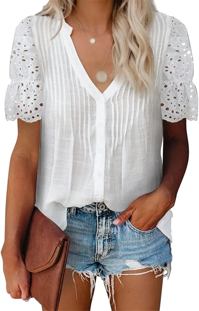 Женская короткая блузка с кружевом и V-образным вырезом GSGRTYJIO
Женская короткая блузка с кружевом и V-образным вырезом GSGRTYJIO