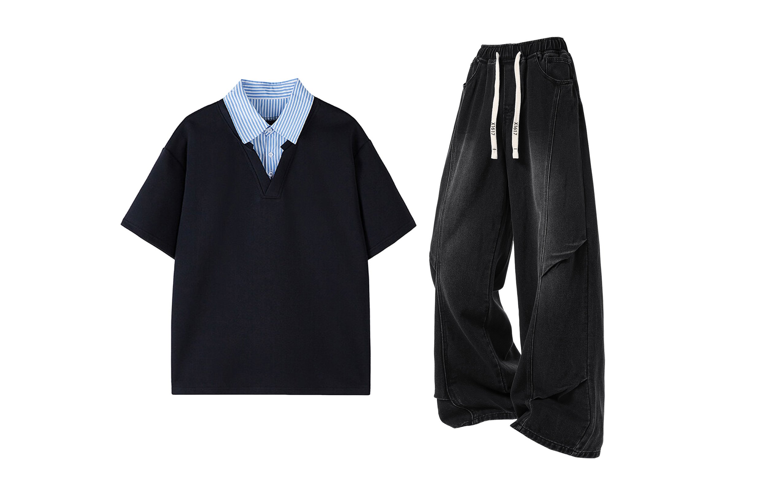 Футболка Casual Sportswear Unisex с воротником X1617, черный mock two-piece short-sleeved shirt+черный jeans
Футболка Casual Sportswear Unisex с воротником X1617, черный mock two-piece short-sleeved shirt+черный jeans