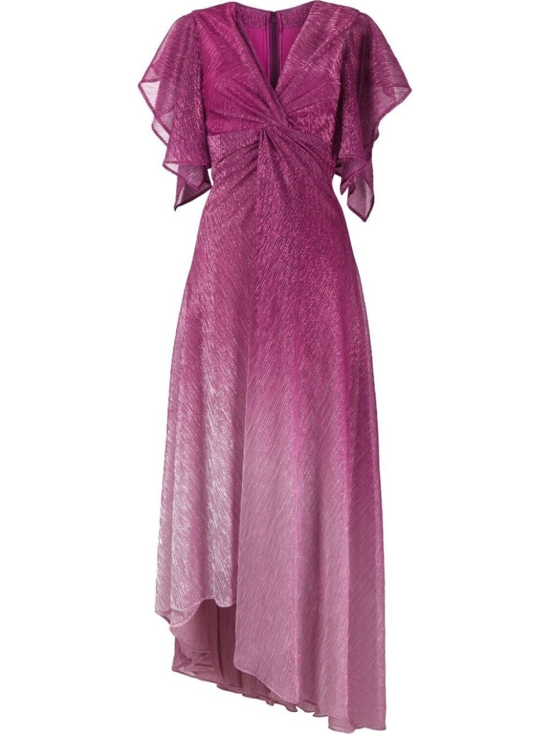 Talbot Runhof платье миди асимметричного кроя с эффектом металлик, розовый
