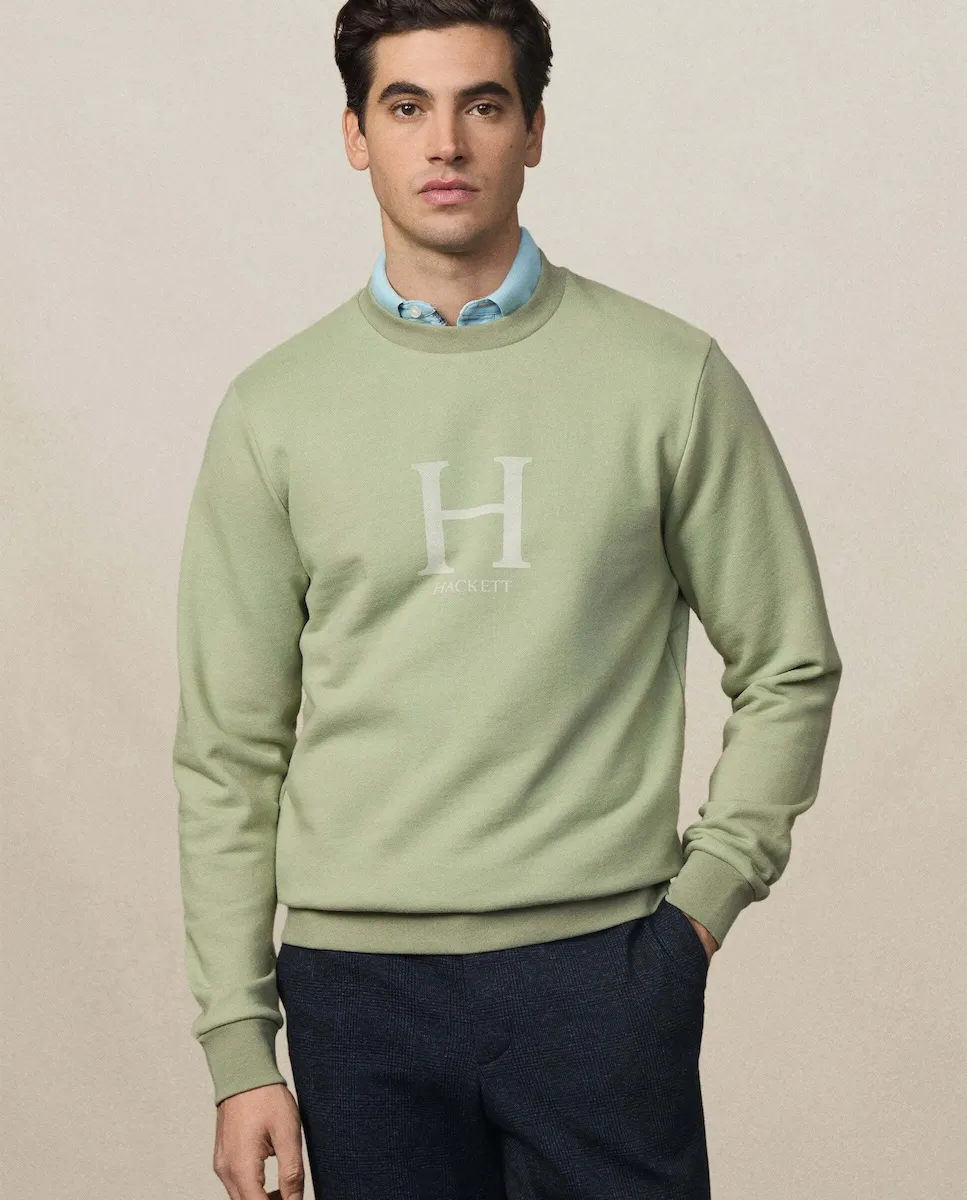 Мужская толстовка с круглым вырезом и монограммой Hackett, зеленый
Мужская толстовка с круглым вырезом и монограммой Hackett, зеленый